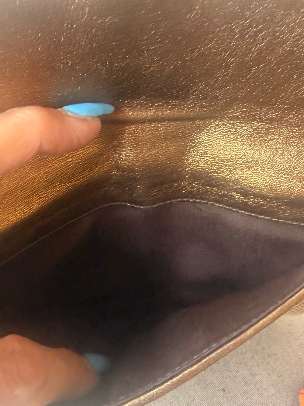 Brown metalic Leather-Trim Canvas wallet- wristler Coach vintage signature - Picture 4 of 15